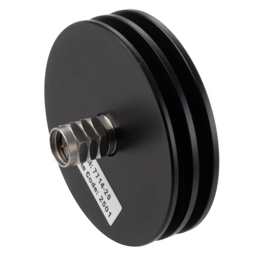 20 dB Fixed Attenuator 1.85mm Male (Plug) to 1.85mm Female (Jack) DC to 67 GHz Rated to 5 Watt, Aluminum Body 1.45:1 VSWR FMAT7714-20