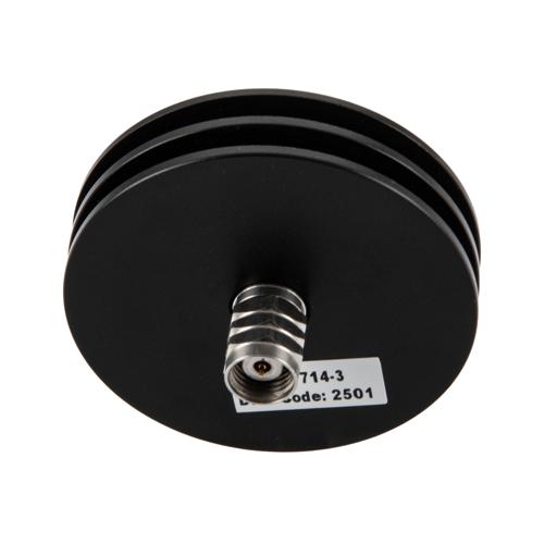 3 dB Fixed Attenuator 1.85mm Male (Plug) to 1.85mm Female (Jack) DC to 67 GHz Rated to 5 Watt, Aluminum Body 1.45:1 VSWR FMAT7714-3