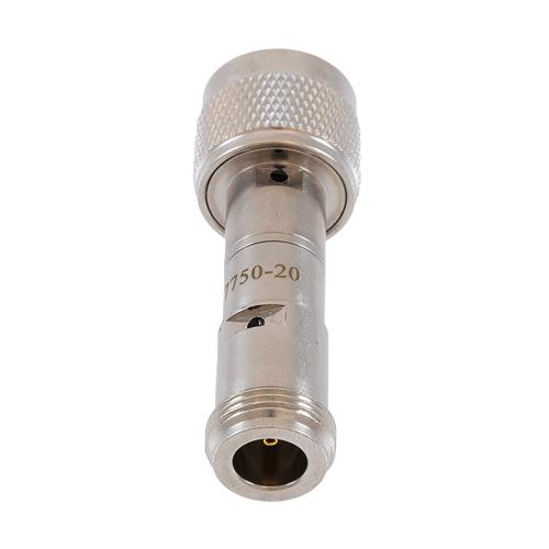 20 dB Fixed Attenuator 75 Ohm N-Type Male (Plug) to 75 Ohm N-Type Female (Jack) DC to 4 GHz rated to 2 Watt Brass Tri-Metal Body 1.35:1 VSWR FMAT7750-20