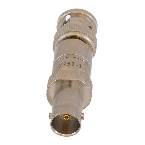 1 dB Fixed Attenuator 75 Ohm BNC Male (Plug) to 75 Ohm BNC Female (Jack) DC to 1 GHz rated to 1 Watt Brass Tri-Metal Body 1.2:1 VSWR FMAT7751-1