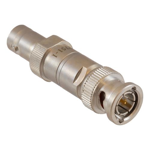 1 dB Fixed Attenuator 75 Ohm BNC Male (Plug) to 75 Ohm BNC Female (Jack) DC to 1 GHz rated to 1 Watt Brass Tri-Metal Body 1.2:1 VSWR FMAT7751-1