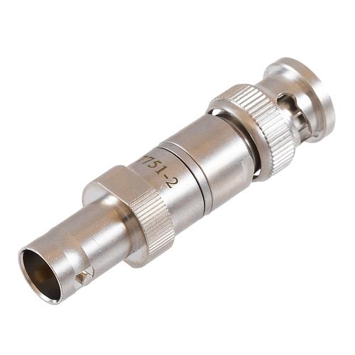 2 dB Fixed Attenuator 75 Ohm BNC Male (Plug) to 75 Ohm BNC Female (Jack) DC to 1 GHz rated to 1 Watt Brass Tri-Metal Body 1.2:1 VSWR FMAT7751-2
