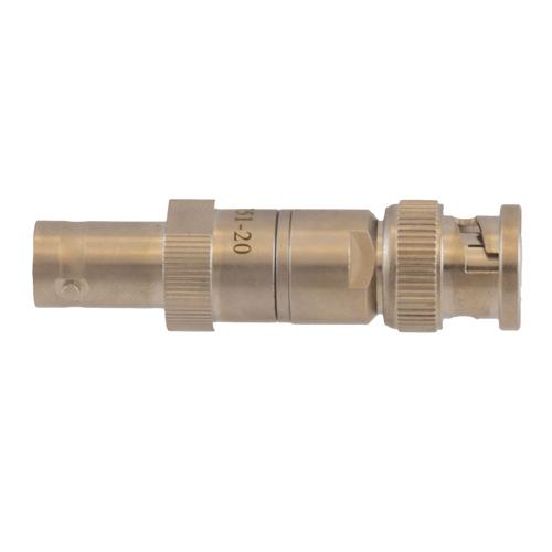 20 dB Fixed Attenuator 75 Ohm BNC Male (Plug) to 75 Ohm BNC Female (Jack) DC to 1 GHz rated to 1 Watt Brass Tri-Metal Body 1.2:1 VSWR FMAT7751-20