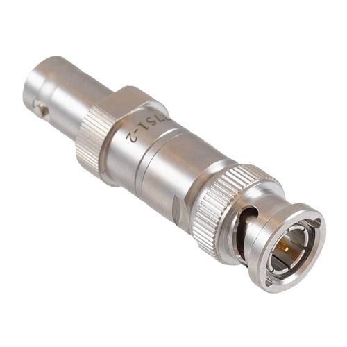 2 dB Fixed Attenuator 75 Ohm BNC Male (Plug) to 75 Ohm BNC Female (Jack) DC to 1 GHz rated to 1 Watt Brass Tri-Metal Body 1.2:1 VSWR FMAT7751-2