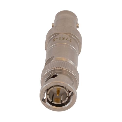 6 dB Fixed Attenuator 75 Ohm BNC Male (Plug) to 75 Ohm BNC Female (Jack) DC to 1 GHz rated to 1 Watt Brass Tri-Metal Body 1.2:1 VSWR FMAT7751-6
