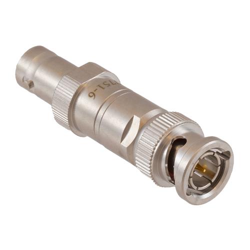 6 dB Fixed Attenuator 75 Ohm BNC Male (Plug) to 75 Ohm BNC Female (Jack) DC to 1 GHz rated to 1 Watt Brass Tri-Metal Body 1.2:1 VSWR FMAT7751-6