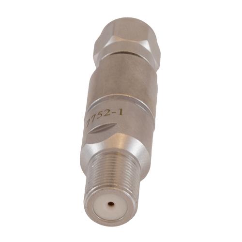 1 dB Fixed Attenuator 75 Ohm N-Type Male (Plug) to 75 Ohm N-Type Female (Jack) DC to 1 GHz rated to 1 Watt Brass Tri-Metal Body 1.25:1 VSWR FMAT7752-1