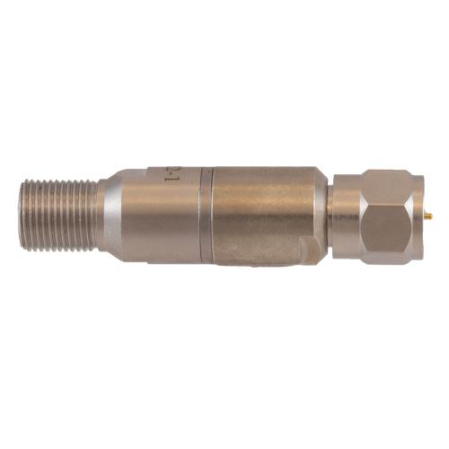 1 dB Fixed Attenuator 75 Ohm N-Type Male (Plug) to 75 Ohm N-Type Female (Jack) DC to 1 GHz rated to 1 Watt Brass Tri-Metal Body 1.25:1 VSWR FMAT7752-1