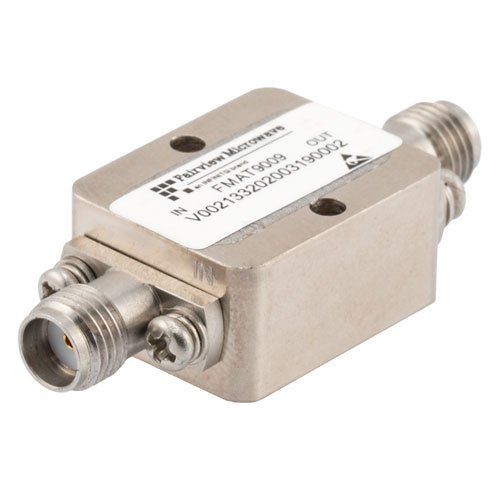 2 GHz to 12 GHz Field Replaceable SMA Positive Slope Equalizer, Max Pin +30, 1.5 dB Loss and 8 Fixed Equalizing Value FMAT9009