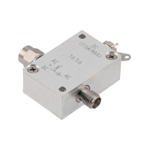 1 GHz to 6 GHz SMA High Current Bias Tee, Rated 7 Amps and 100 Volts, DC Pin FMBT1656