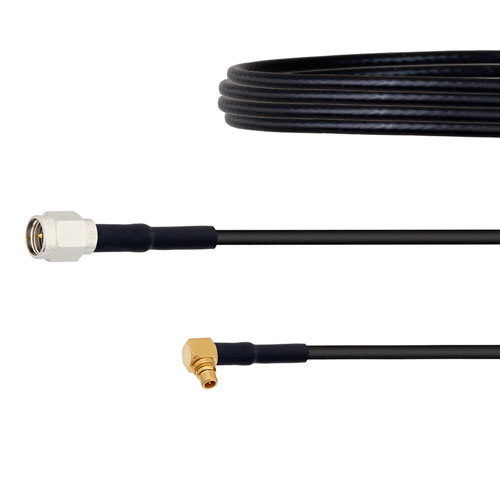 Low Loss SMA Male to RA MMCX Plug Cable LMR-100 Coax in 200 CM FMC00236-200CM