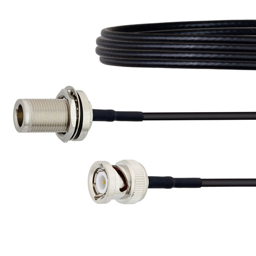 Low Loss N Female Bulkhead to BNC Male Cable LMR-100 Coax in 24 Inch FMC00252-24