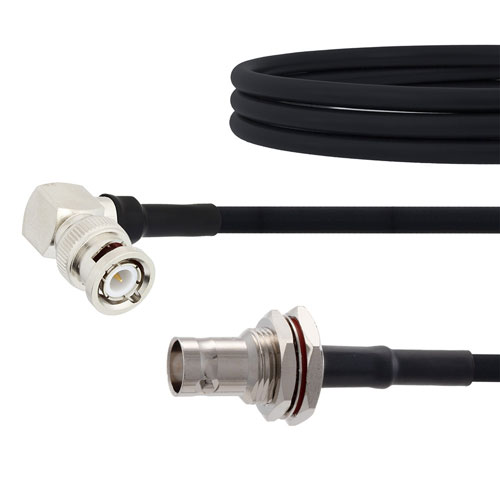 Low Loss RA BNC Male to BNC Female Bulkhead Cable RG-223 Coax in 50 CM FMC00293-50CM