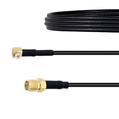 Low Loss Snap-On RA MMBX Plug to SMA Female Cable LMR-100 Coax in 12 Inch FMC00301-12