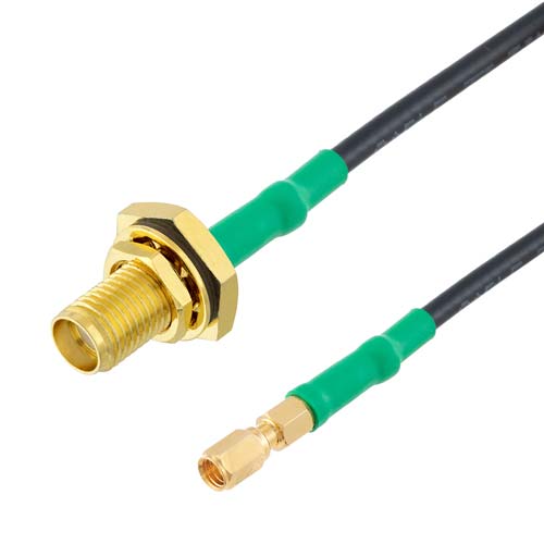 Low Loss SMA Female Bulkhead to SSMC Plug Cable LMR-100 Coax in 24 Inch with LF Solder FMC00302/0001-24