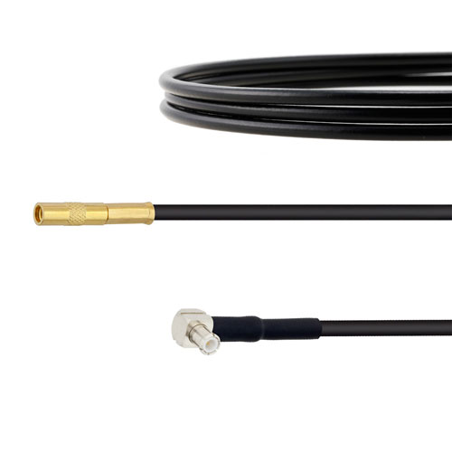 Low Loss MMCX Jack to RA MCX Plug Cable RG174 Coax in 100 CM FMC00306-100CM