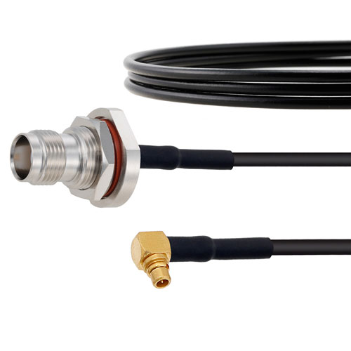 Low Loss TNC Female Bulkhead to RA MMCX Plug Cable RG174 Coax in 24 Inch FMC00334-24