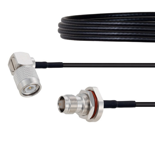 Low Loss RA TNC Male to TNC Female Bulkhead Cable LMR-100 Coax in 12 Inch FMC00336-12