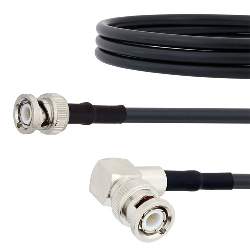 Low Loss BNC Male to RA BNC Male Cable LMR-195 Coax in 48 Inch FMC00391-48