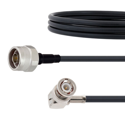 Low Loss N Male to RA N Male Cable LMR-200 Coax in 12 Inch FMC00398-12