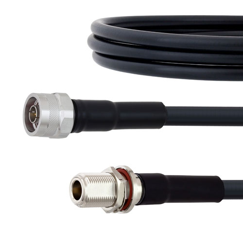 Low Loss N Male to N Female Bulkhead Cable LMR-400 Coax in 50 CM with Times Microwave components FMC00409-50CM