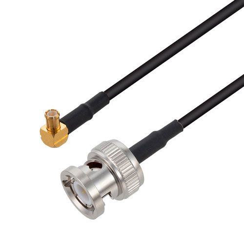 RA MCX Plug to BNC Male Cable RG174 Coax in 12 Inch FMC00544-12