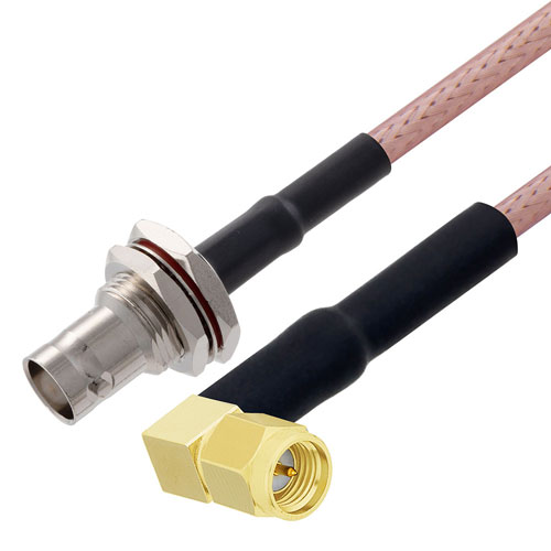 RA SMA Male to BNC Female Bulkhead Cable RG-142 Coax in 36 Inch FMC00740-36