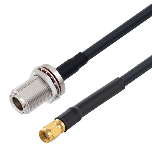 Low Loss RP SMA Plug to N Female Bulkhead Cable LMR-240-UF Coax in 36 Inch FMC00773-36