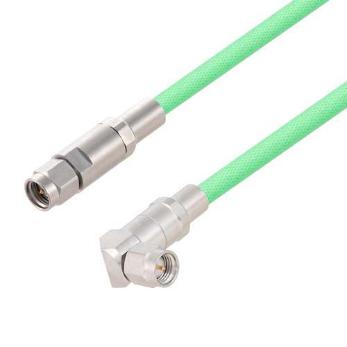 Low Loss SMA Male to RA SMA Male Cable LL142 Coax in 48 Inch FMC00933/0002-48