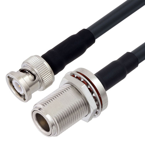 Low Loss N Female Bulkhead to BNC Male Cable LMR-240 Coax in 36 Inch with Times Microwave Components FMC00985-36