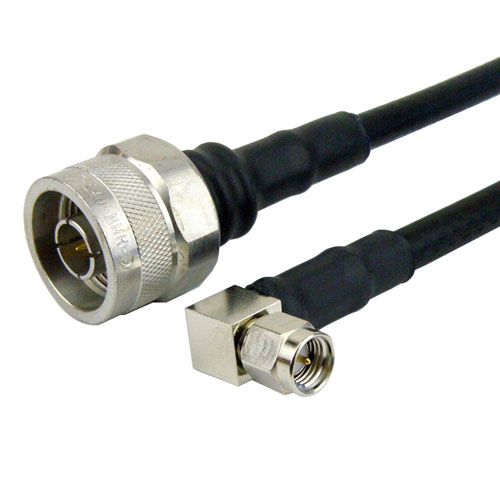 N Male to RA SMA Male Cable LMR-240 Coax in 12 Inch with Times Microwave Connectors FMC0104240-12