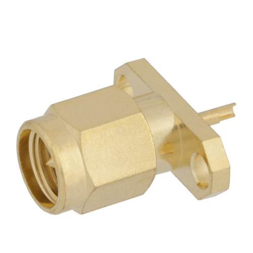 SMA Male (Plug) Connector Solder Cup Terminal 2 Hole Flange (Panel Mount), Solder FMC01059