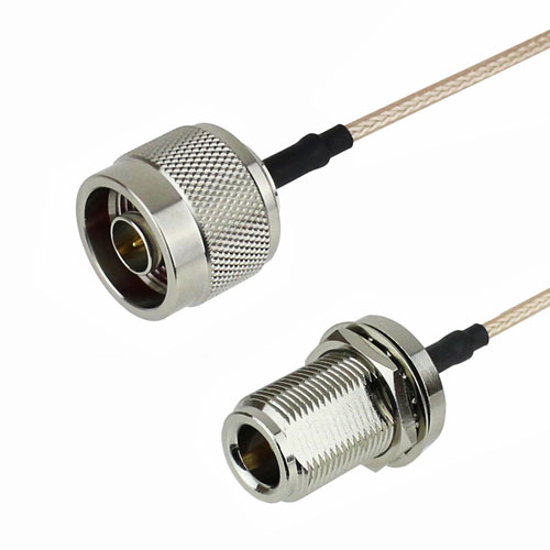 N Male (Plug) to N Female (Jack) Bulkhead Cable RG-316 Coax Up To 2 GHz, 1.35 VSWR in 12 Inch FMC0111315-12