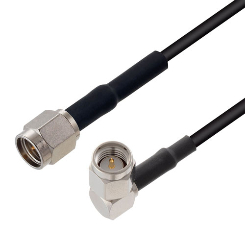 Low Loss SMA Male to RA SMA Male Cable LMR-100A-UF Coax in 48 Inch FMC01138-48