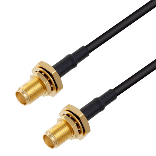 Low Loss SMA Female Bulkhead to SMA Female Bulkhead Cable LMR-100A-UF Coax in 200 Cm FMC01139-200CM