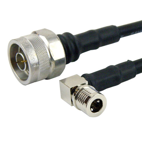 Low Loss N Male to RA QMA Male Cable LMR-240 Coax in 36 Inch with Times Microwave Connectors with LF Solder FMC0123240LF-36