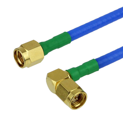 SMA Male to RA SMA Male Cable FM-F141 Coax in 12 Inch and RoHS with LF Solder FMC0204141LF-12