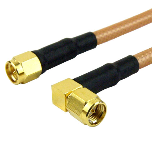 SMA Male to RA SMA Male Cable RG-142 Coax in 48 Inch FMC0204143-48