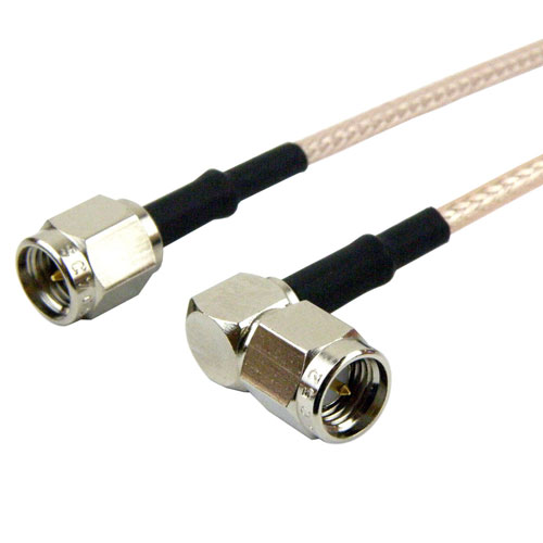 SMA Male (Plug) to RA SMA Male (Plug) Cable RG-316 Coax Up To 3 GHz in 120 Inch FMC0204316-120