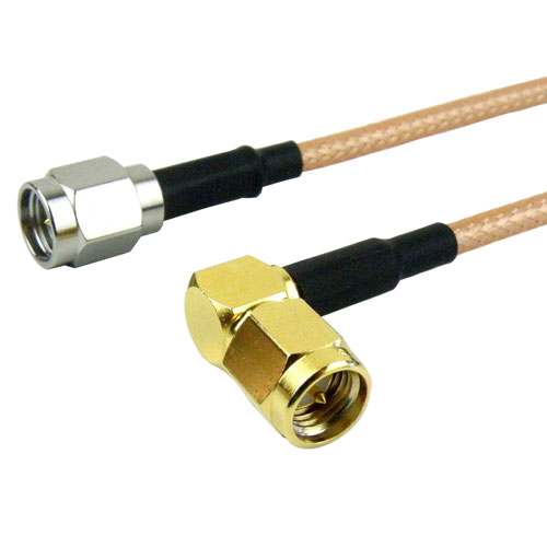 SMA Male to RA SMA Male Cable RG316-DS Coax in 6 Inch FMC0204317-06