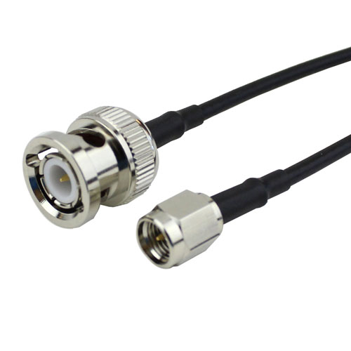 SMA Male to BNC Male Cable RG-174 Coax in 12 Inch FMC0208174-12