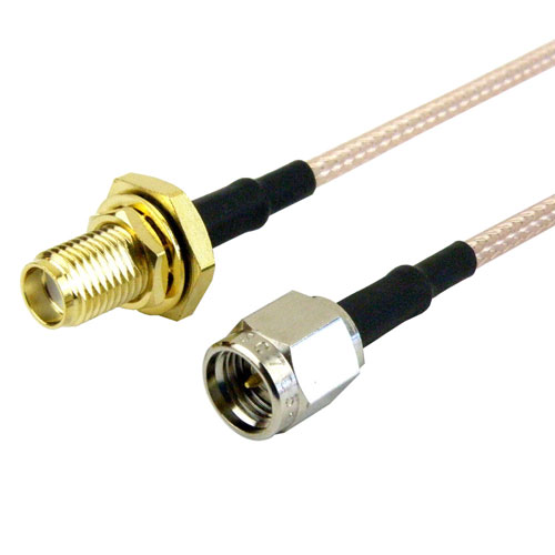 SMA Male (Plug) to N Female (Jack) Bulkhead Cable RG-316 Coax Up To 2 GHz, 1.35 VSWR in 12 Inch FMC0211315-12