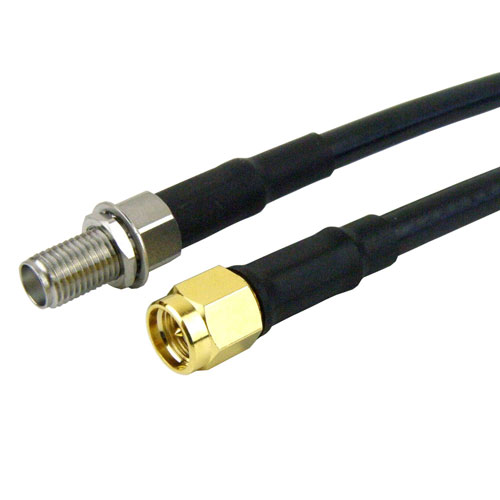 SMA Male (Plug) to SMA Female (Jack) Bulkhead Cable RG-58 Coax Up To 1 GHz, 1.35 VSWR in 24 Inch FMC0212058-24