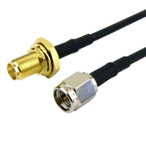 SMA Male (Plug) to SMA Female (Jack) Bulkhead Cable RG-174 Coax Up To 1 GHz, 1.35 VSWR FMC0212174