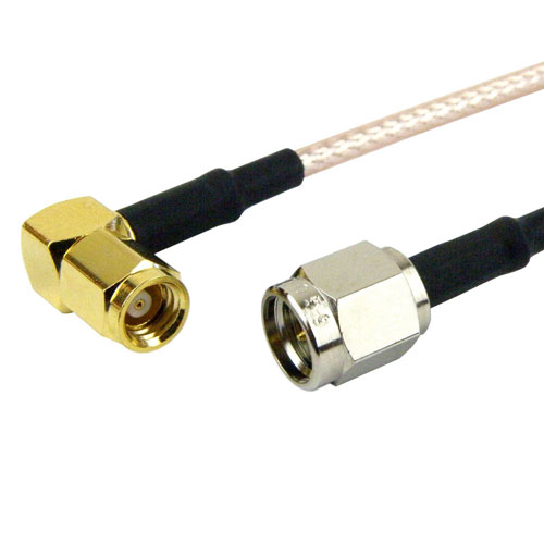 SMA Male (Plug) to RA SMC Plug (Male) Cable M17/113-RG316 Coax Up To 3 GHz in 24 Inch FMC0228316-24