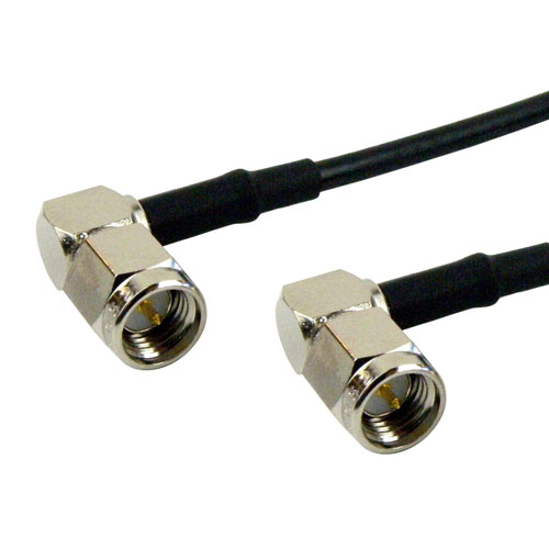 RA SMA Male to RA SMA Male Cable RG174 Coax in 48 Inch with LF Solder FMC0404174LF-48