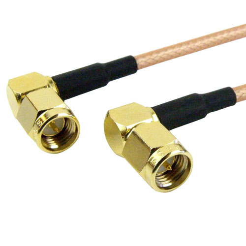 RA SMA Male to RA SMA Male Cable RG316-DS Coax in 48 Inch FMC0404317-48