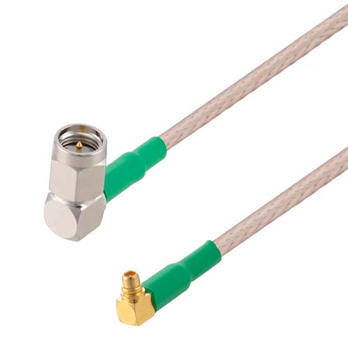 RA SMA Male to RA MMCX Plug Cable RG-316 Coax in 48 Inch with LF Solder FMC0419315LF-48