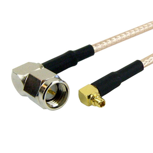 RA SMA Male (Plug) to RA MMCX Plug (Male) Cable M17/113-RG316 Coax Up To 3 GHz, 1.35 VSWR in 12 Inch FMC0419316-12