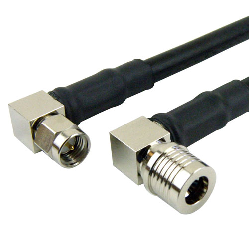 RA SMA Male to RA QMA Male Cable LMR-240 Coax in 72 Inch with Times Microwave Connectors FMC0423240-72